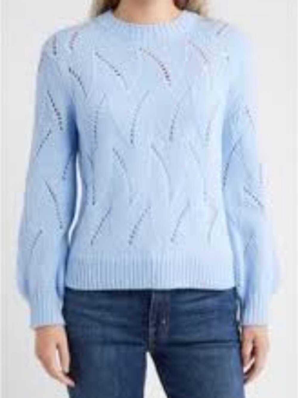 Caslon Lofty Pointelle Stitch Crewneck Sweater – Light Blue – Size S (BNWT)